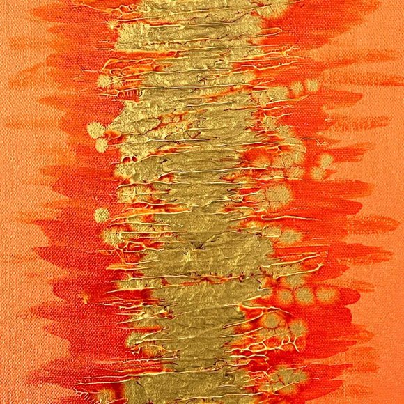 Amoeba 1 - Original Abstract Wall Art Mixed Media Painting 10x20in Home Decor